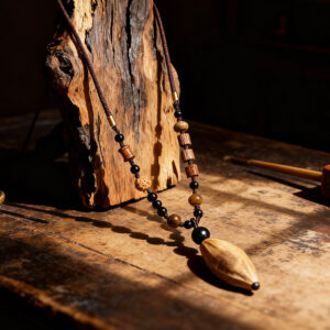 Vintage Caramel Bodhi Pendant Necklace