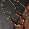 Handmade Dzi Bead Woven Agate Necklace