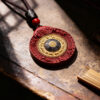 Natural Cinnabar Tibetan - Style Nine Palaces and Eight Trigrams Pendant