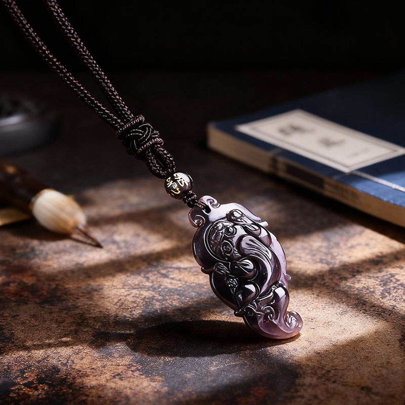 Obsidian Pixiu Pendant for Water Element Balance, Wealth - Attracting Jewelry