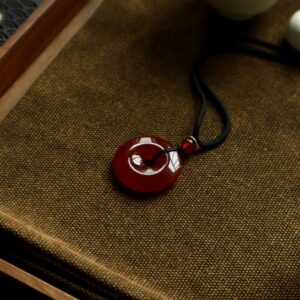 Natural Red Agate Chalcedony Peace Buckle Pendant
