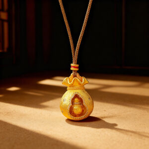 Rotatable Gourd Sand Gold Fortune Bag Pendant Necklace