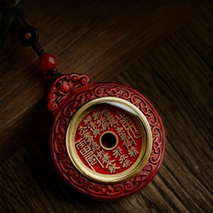 Natural Cinnabar Mountain Ghost Coin Pendant Necklace, High - Quality Purple Gold Sand