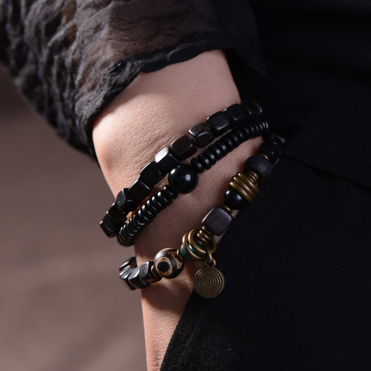 Ebony Beaded Stackable Bracelet - Image 4