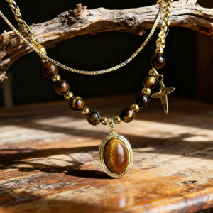 Tiger's Eye Beaded Pendant Necklace