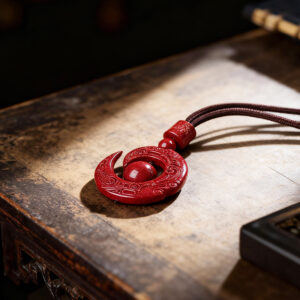 Cinnabar Good Luck Spinning Pendant Necklace, Purple Gold Sand