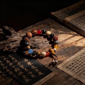 Eighteen-Seed Bodhi Bead Bracelet with Multi-Treasure Inlay