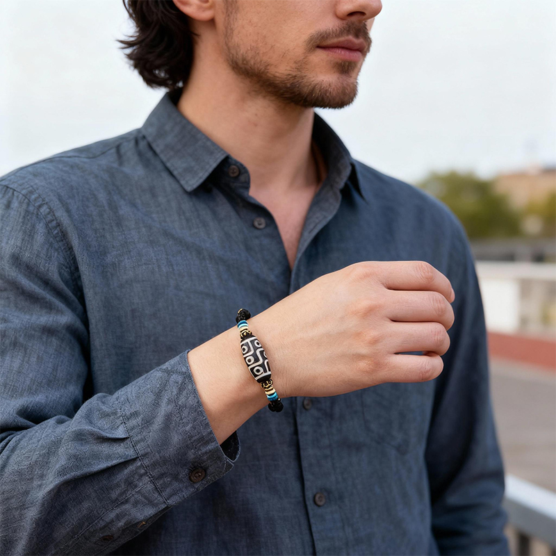 Agate Dzi Bead Braided Bracelet - Image 5