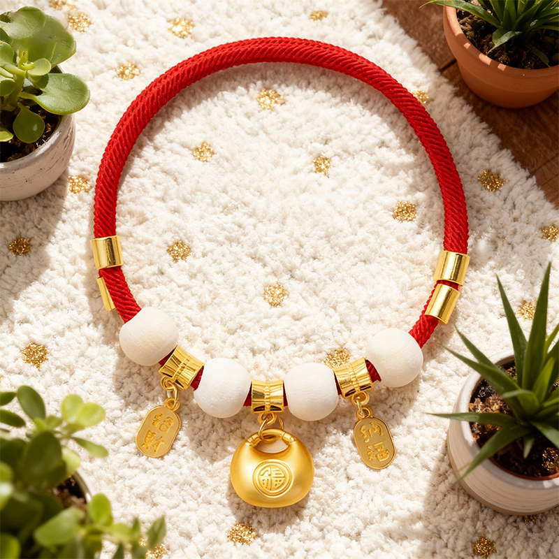 Camphor Wood Pet Collar with Ingot Charm, Pest - Repellent