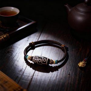 Agate Dzi Bead Braided Bracelet