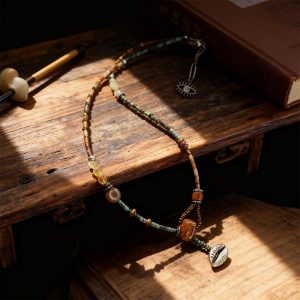 Natural Citrine & African Turquoise Beaded Choker Necklac