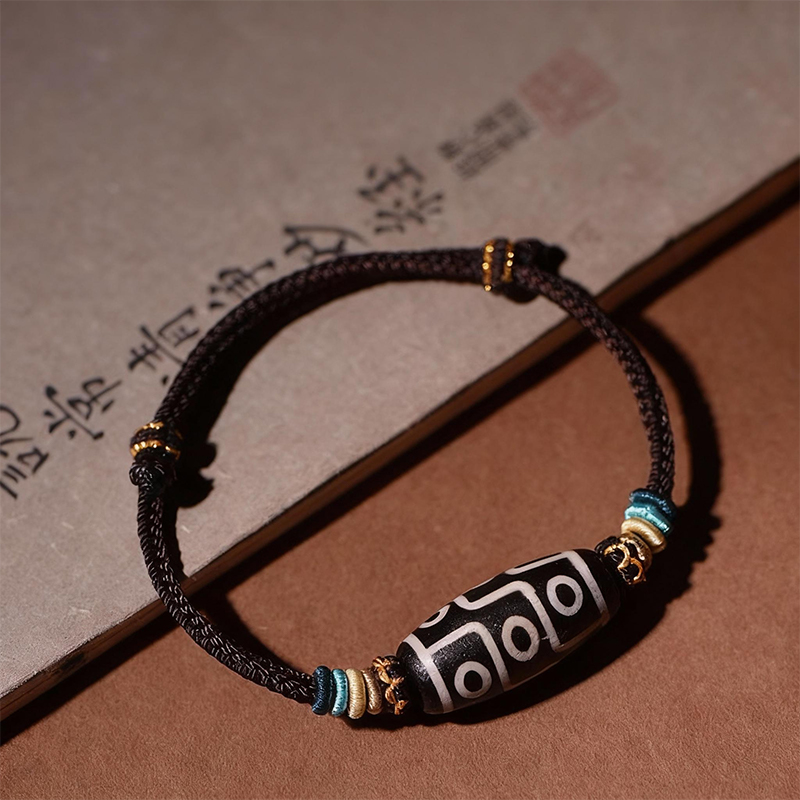 Agate Dzi Bead Braided Bracelet - Image 4