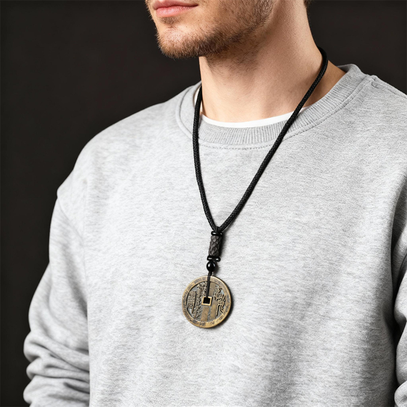 Antique Mountain Ghost Coin Pendant - Image 6