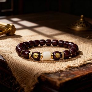 Burgundy Bodhi Bracelet with Golden Accents