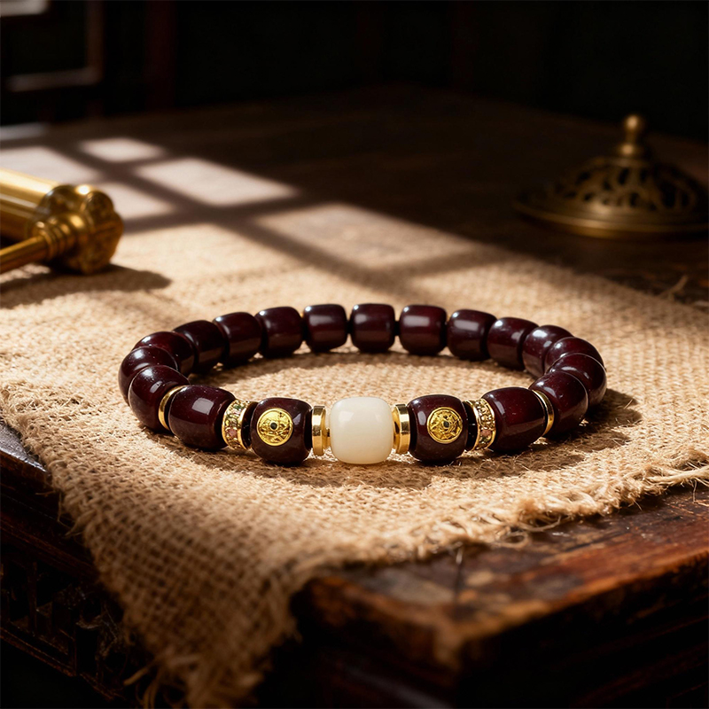 Burgundy Bodhi Bracelet with Golden Accents