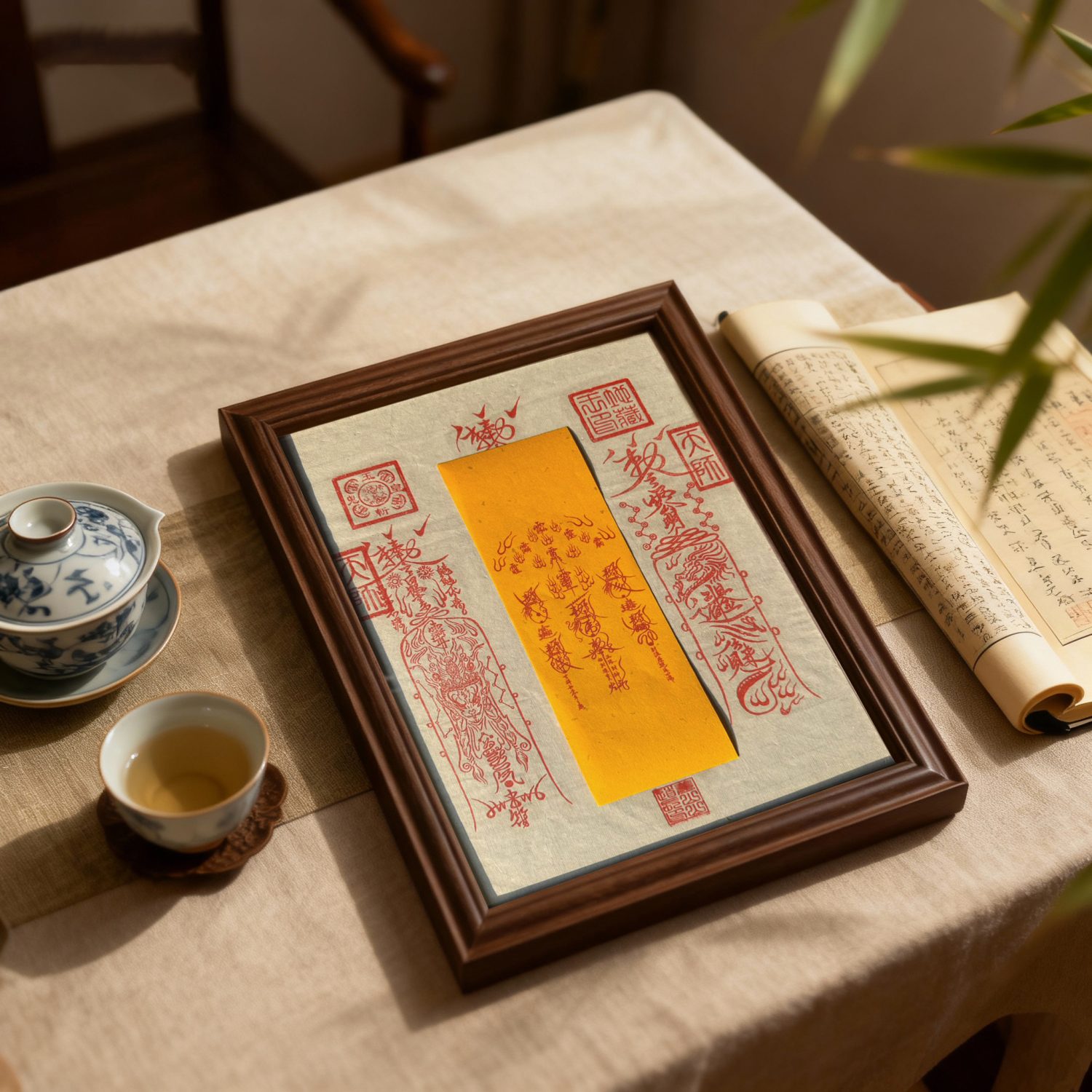 Five-Way God of Wealth Fortune-Attracting Frame