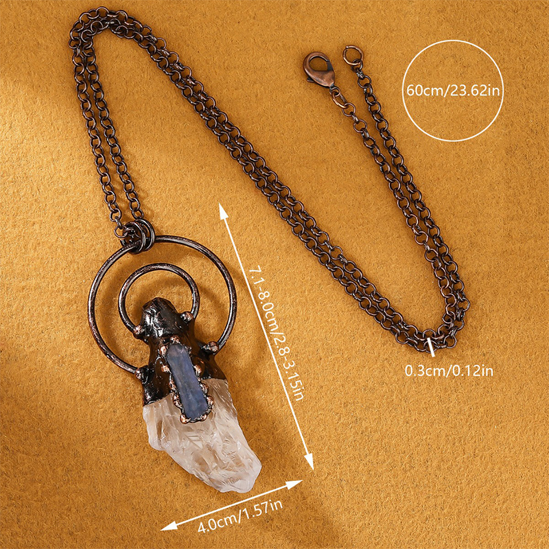 Natural Crystal Raw Stone Pendant with Artistic Metal Setting - Image 10