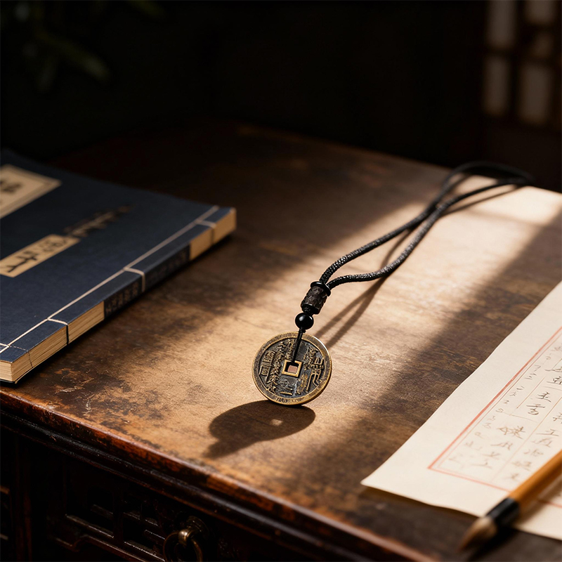 Antique Mountain Ghost Coin Pendant - Image 4