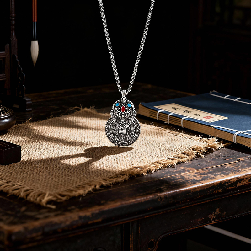 Pixiu Mountain Ghost Coin Pendant Ethnic Style Necklace