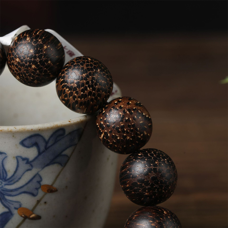 Golden Star Natural Wood Bead Bracelet - Image 6