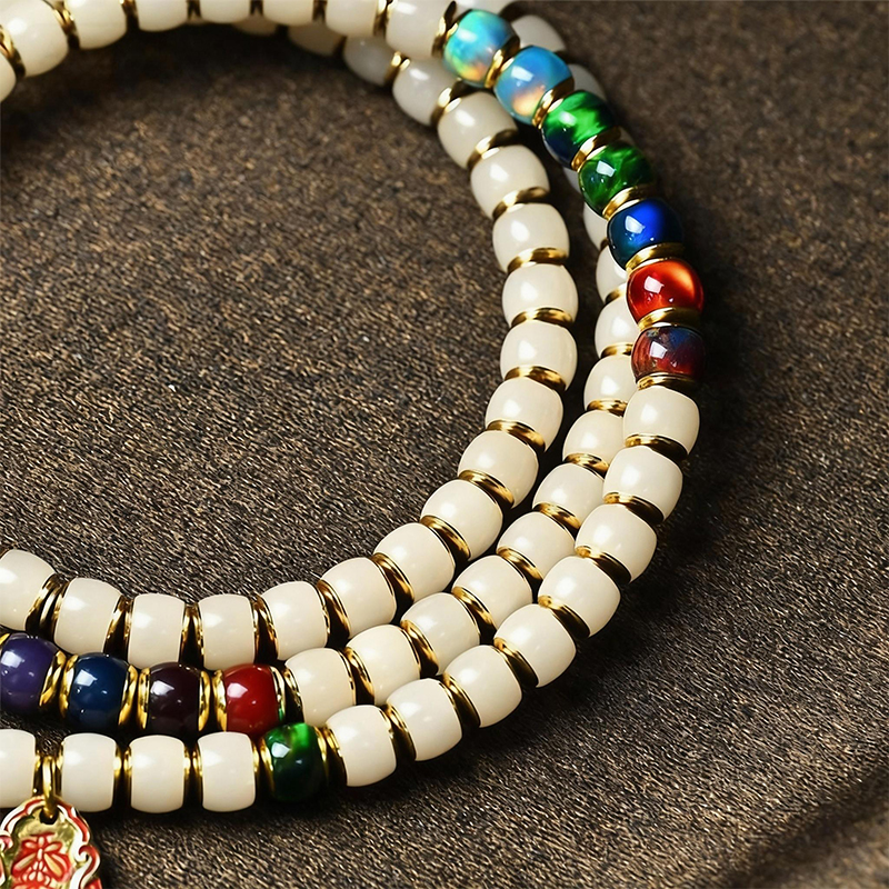 Hand-Inlaid Bodhi Root Neck Mala - Image 3