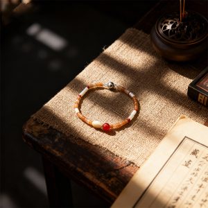 Red Aventurine & South Red Agate Bracelet with Mother-of-Pearl - 16cm Wrist Circumference approximately 6.30 inches