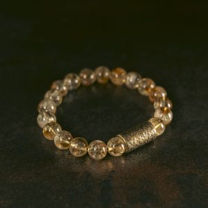 Vintage Citrine Round Bead Bracelet - Hand circumference 6.2inch-6.4inch