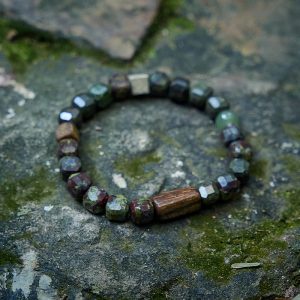 Dragon Blood Stone & Hetian Jade Bracelet - approx. 18cm (approx. 7.09 inches)