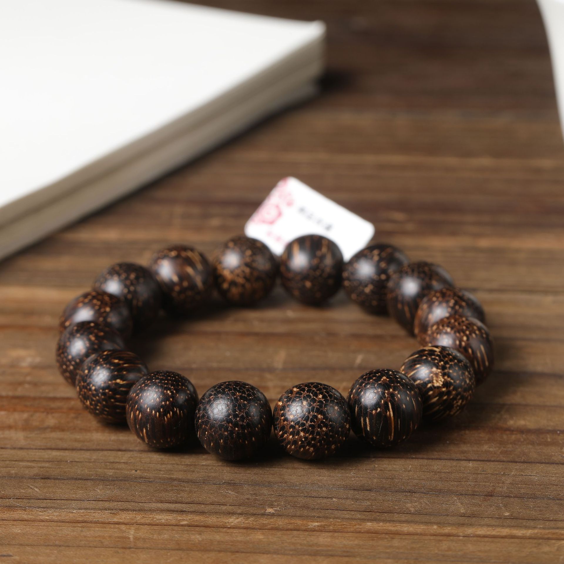Golden Star Natural Wood Bead Bracelet - Image 5