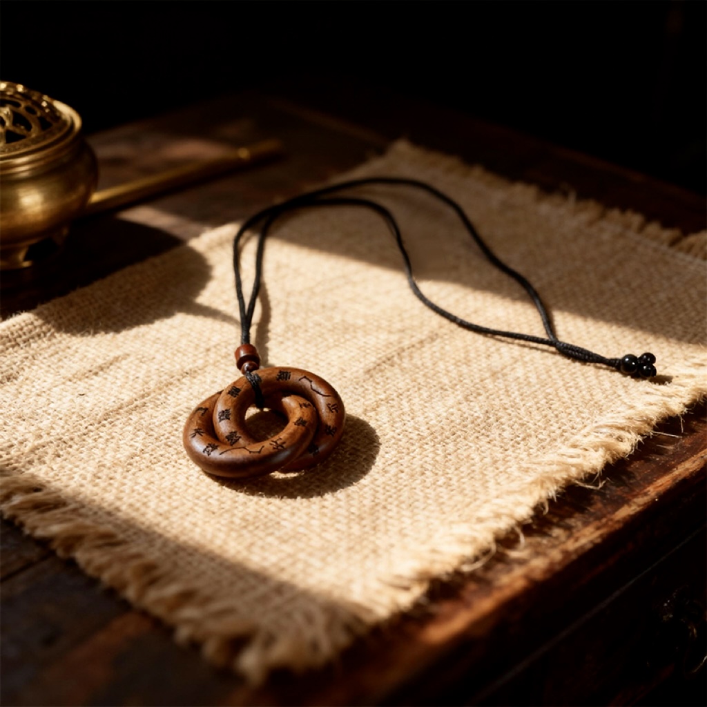 Jujube Wood Qiankun Ring Yin-Yang Pendant - Image 3