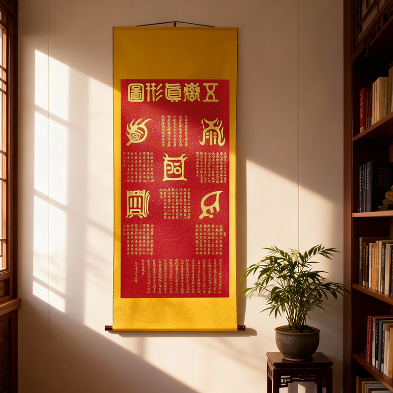 True Form of the Five Sacred Mountains Hanging Scroll