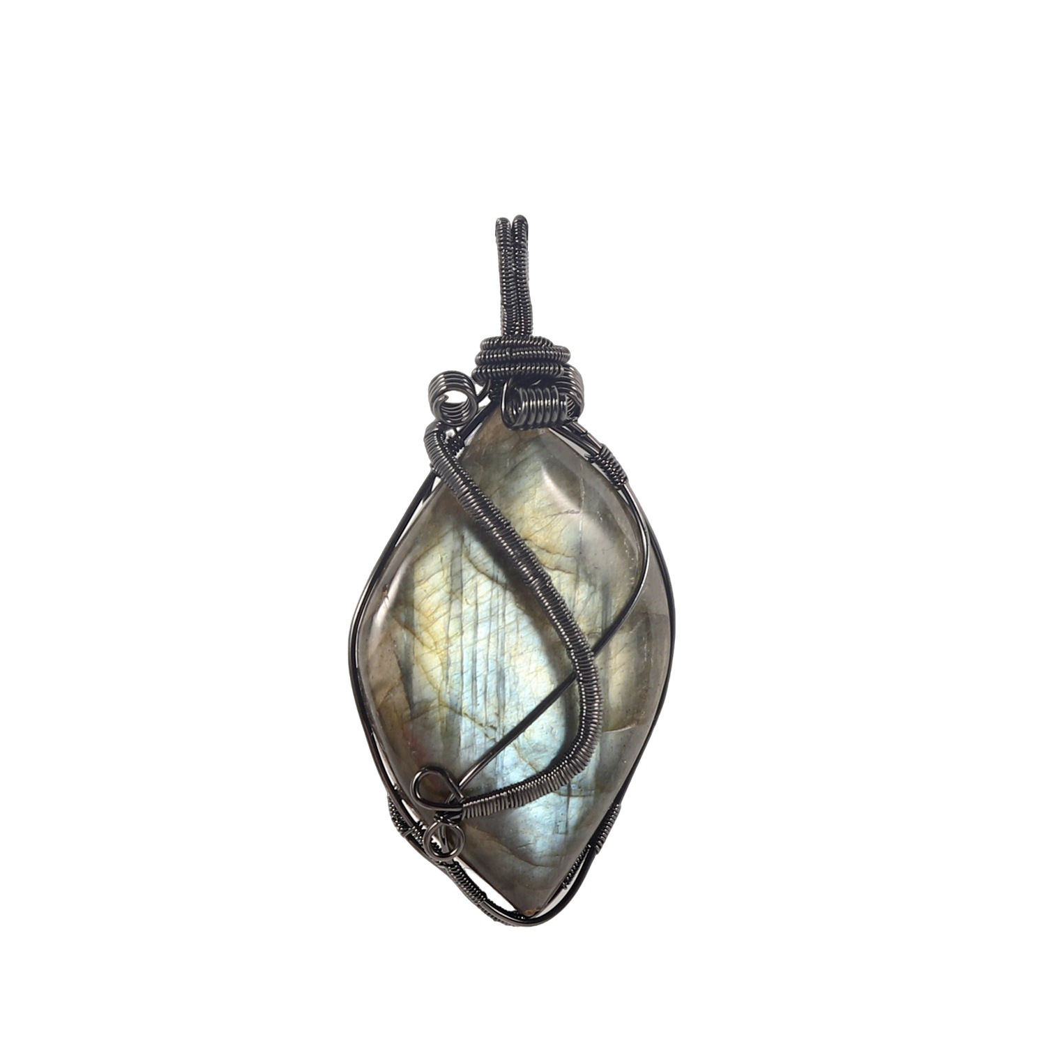 Handmade Labradorite Wire-Wrapped Pendant Necklace - Image 5