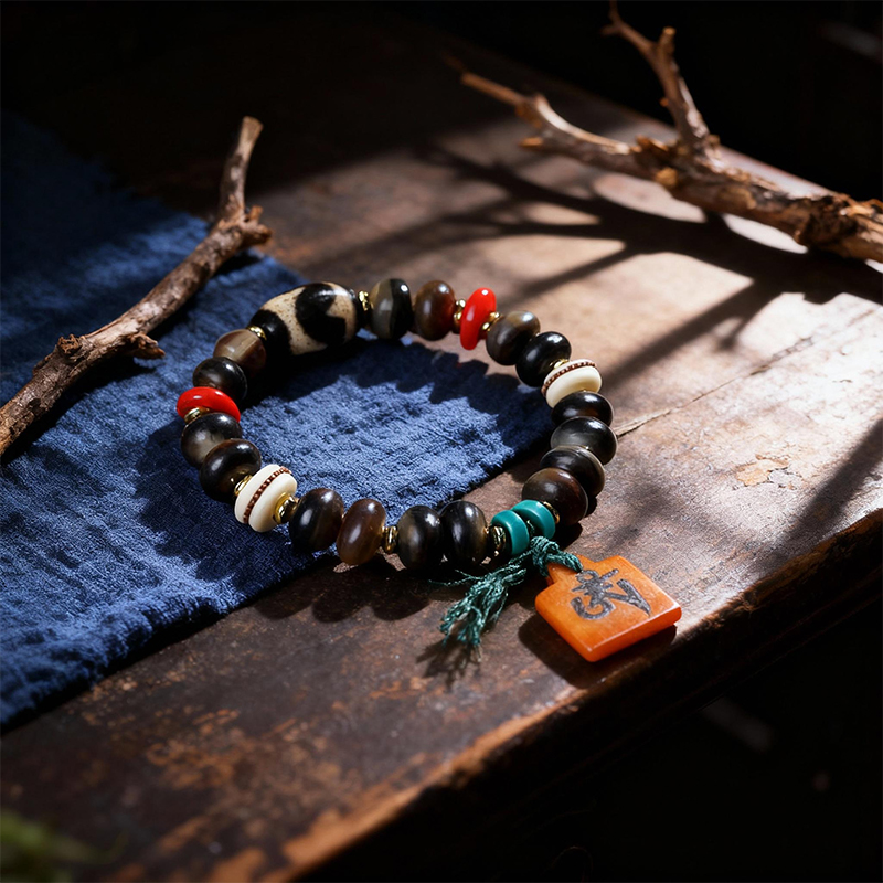 Yak Bone Dzi Bead Bracelet