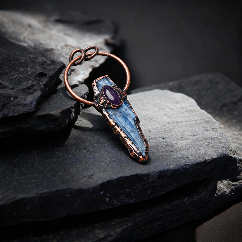 Irregular Kyanite Electroplated Bronze Necklace