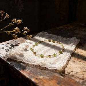 Natural Peridot Double-Layer Chain Anklet