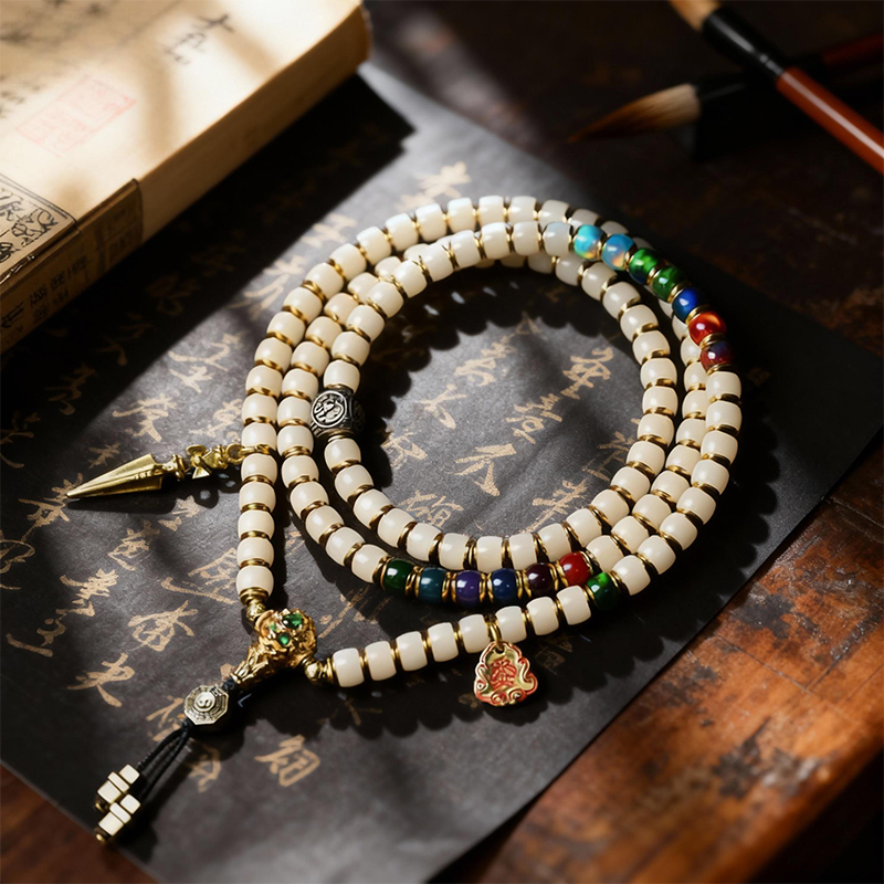 Hand-Inlaid Bodhi Root Neck Mala